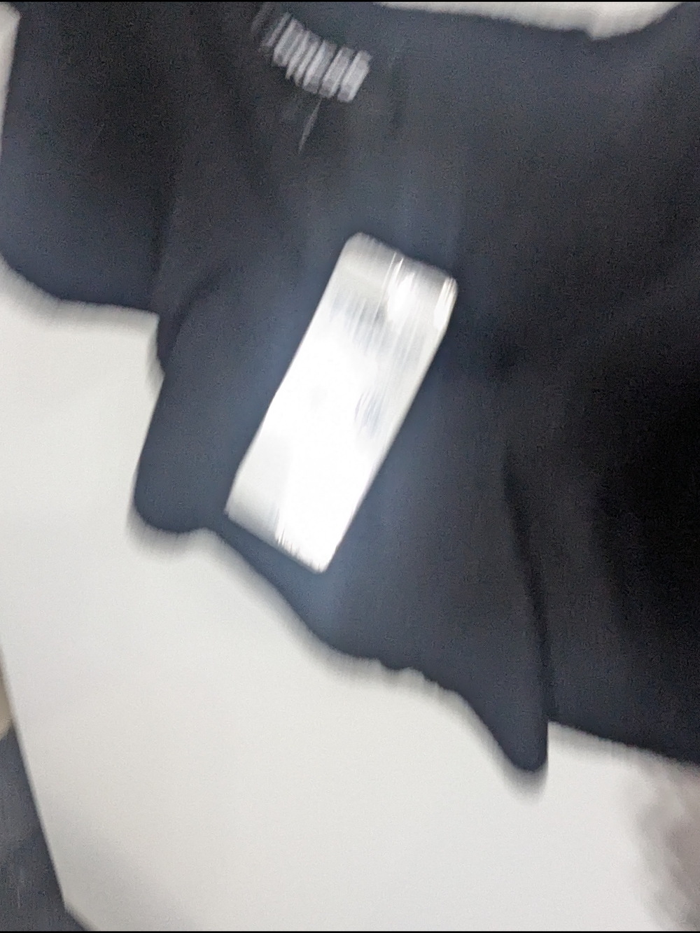 Express Black One-Shoulder Ruffle Crop - Picture 3 of 5